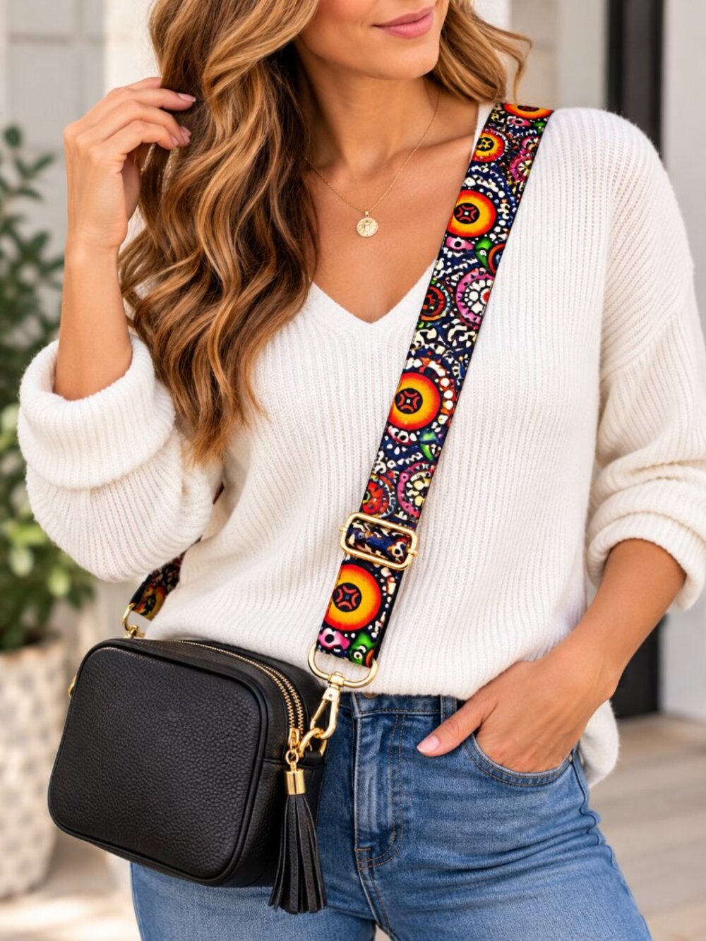 NEW Multicolor Boho Adjustable Crossbody Bag / Purse Strap – Blue Orange Green